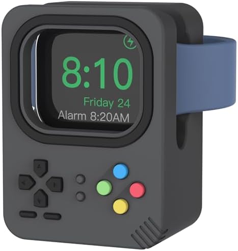 Delidigi Silicone Charging Dock for Apple Watch – High-Speed, Secure and Portable Stand for Ultra, SE2, Series 8-1 (49 mm-38 mm) – Stylish Dark Grey Design Ensuring Stability and Effortless Charging Convenience