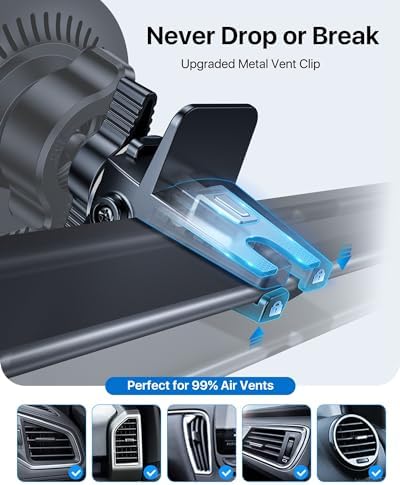 andobil 15 W Fast Wireless Car Charger & Magnetic Phone Mount for i Phone 16 Pro Max, 15 Pro, 14 Pro Max, 13, 12 – Seamless Integration of High-Speed Charging and Secure Magnetic Support for an Enhanced Driving Experience, Adjustable Viewing Angles, and Sleek Design for Effortless Accessibility