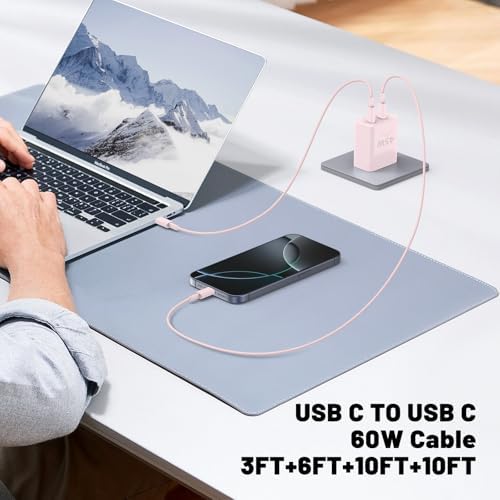 Ultimate Fast Charging Solution for i Phone 16/15 Pro Max – 45 W Dual Port USB-C Charger Block (2-Pack) with Extra Long 60 W Cables – PD Quick Adapter 3.0 for Enhanced Device Compatibility and Speed – Perfect for Home or On-the-Go Charging