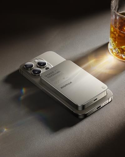 MOMAX 10,000 m Ah Magnetic Power Bank – 20 W Fast Wireless Charger for i Phone 12/13/14/15/16 Series, Mag Safe Compatible, Sleek USB-C Portable Charger with Cable Included for Effortless Power On-The-Go