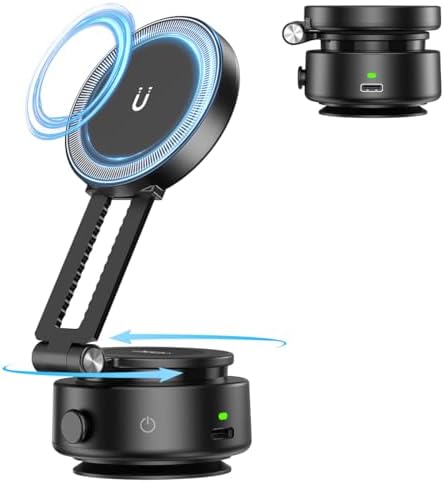 Revolutionary Vacuum Suction Magnetic Phone Holder – Ultra-Strong Suction Mount for i Phone 12-16, 360° Rotatable Car Phone Stand, Foldable Design for Easy Storage, Optimal Safety & Hands-Free Navigation on Glass & Mirrors