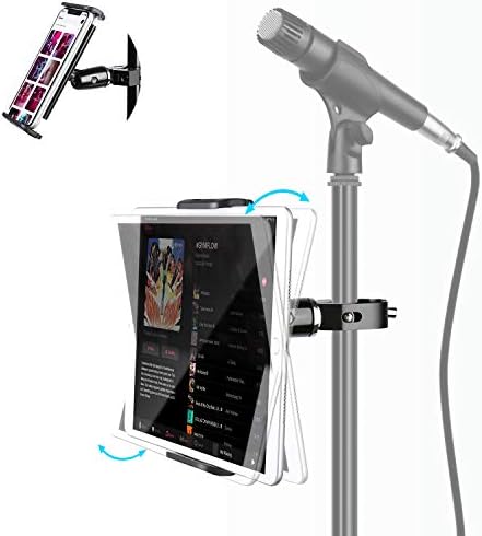 Premium Aluminum Dual Ball Head Tablet Holder for Microphone Stands – Versatile i Pad & Smartphone Mount for Musicians and Presenters – Adjustable Side-Mount Design for 4 to 12.9-Inch Devices – Lightweight, Durable, and Easy to Transport – Enhance Your Performance with Optimal Device Accessibility and Stability