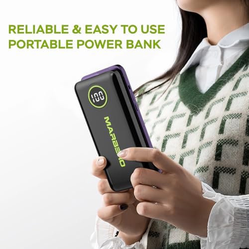 Ultra-Slim 10000 m Ah Portable Power Bank – MARBERO V18 High-Speed USB-C Charger for Multi-Device Charging – Lightweight, Durable Battery Pack for Samsung, Google, and Android Phones – Fast Charge Technology Ensures All-Day Power on-the-Go