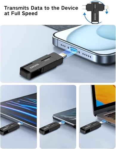 Unleash Your Digital Freedom with the SCICNCE 512 GB Flash Drive: Effortless Plug and Play Memory Stick for i Phone, i Pad, Android, and PC – Ultimate Storage Solution for Photos, Videos, and Documents in Sleek Metal Silver Design – Fast Transfers, No App Required, Perfect for On-the-Go Backup