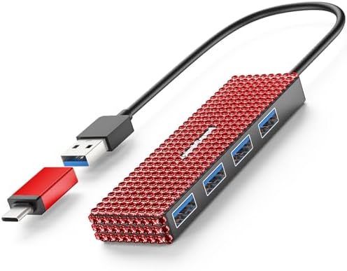 Chic Pink USB to USB-C Hub Adapter – Yaimh Sound 3.0 Multi-Port for Seamless Device Connectivity – Perfect for PC, Mac Book, and More – Experience High-Speed Data Transfer for Flash Drives, Keyboards, Mice, Cameras, and Gaming Gear – Enhance Your Productivity and Style