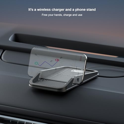 POLMXS No-Slip Wireless Car Charging Pad – Ultra-Fast Cordless Charger for i Phone 16/15/14/13/12 & Galaxy S23/S22/S21/Note10 – Enhanced Stability & Efficiency for On-the-Go Power Solutions