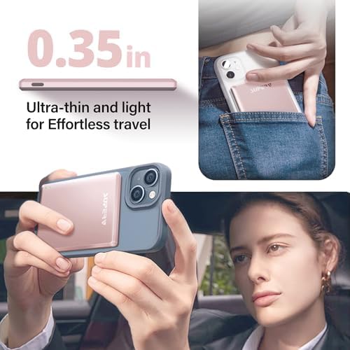 Ultra-Slim SUPERV Magnetic Power Bank 5000 m Ah – Wireless Charger with 20 W PD Fast Charging & USB-C Cable, Magsafe-Compatible for i Phone 12/13/14/15/16 Series – Effortless Connectivity & Enhanced Portability