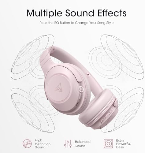 Unleash Your Sound Potential with DOQAUS Over-Ear Bluetooth Headphones – 70-Hour Playtime, Customizable EQ Modes, and Hi-Fi Stereo Sound for Bass Lovers – Perfect for Work, Travel, and Ultimate Comfort with Luxurious Memory Foam Ear Cushions