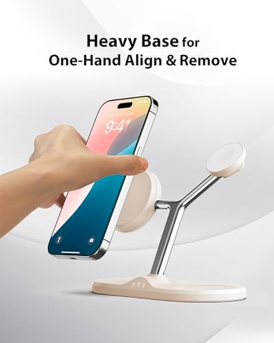 Ultimate 3-in-1 Mag Safe Wireless Charging Station for Apple Devices – Fast, Space-Saving Charger for i Phone 12-16, Apple Watch, and Air Pods – Enhanced Compatibility and Sleek Design for Organized Spaces
