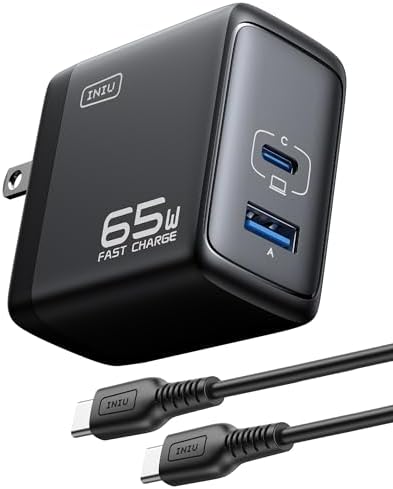 INIU 3-Port USB C Charger Block – 65 W PD Fast Charging Wall Adapter with Compact Foldable Plug, Ga N Technology for Ultimate Efficiency – Multi-Device Compatibility for Mac Book Pro/Air, i Phone 16, Samsung S25, i Pad Pro & More – Travel-Friendly Design for Rapid Power Delivery