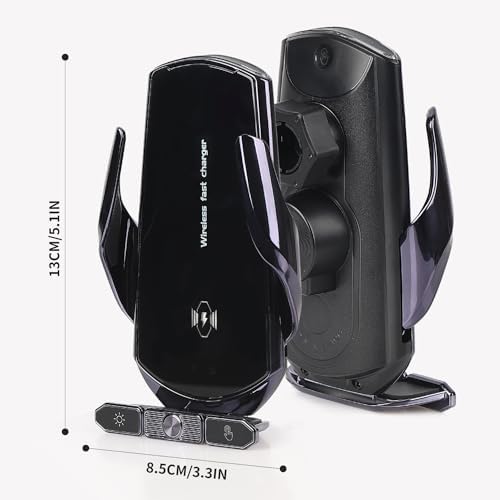 JUSCCZ 15 W Auto-Clamping Wireless Car Phone Holder – Fast Charging Solution for Smartphones with Secure Grip and Elegant Black Design for Safe Navigation While Driving