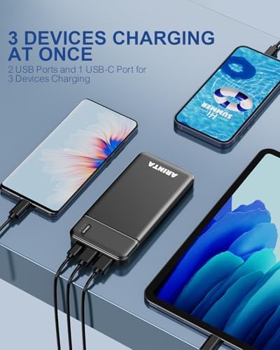 Ultra-Slim 10000 m Ah Power Bank Portable Charger with PD 22.5 W Fast Charging – Versatile USB-C Connectivity for i Phone 16/15/14/13/12 & Galaxy S24/S23/S22/S21 – Essential Travel Companion for Rapid Device Charging