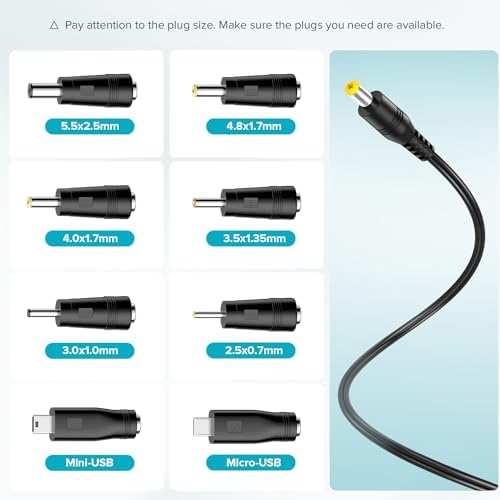 Versatile 10 W 5 V 2 A AC/DC Power Adapter – Multi-Tip Charger for Tablets, Webcams, Routers & Bluetooth Speakers – Enhanced Rapid Charging & Universal Compatibility for All DC 5 V Devices – Lightweight, Durable, and Safety-Optimized Power Supply Solution