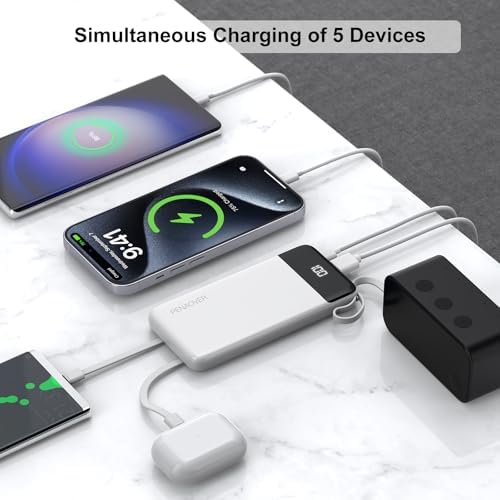 Ultimate 10000 m Ah Portable Power Bank with Built-in Charging Cable and LED Power Indicator – Travel-Ready External Battery Pack for i Phone 16/15, Samsung S22, and Android Devices – Unmatched Compatibility and Rapid Charging for On-the-Go Lifestyles