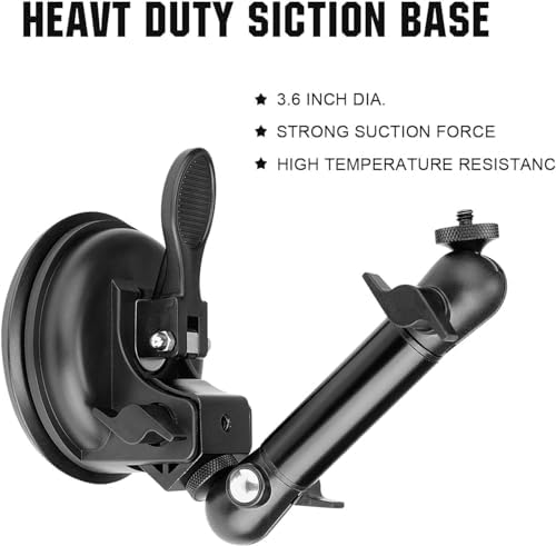 Ultra-Stable Heavy-Duty 100 mm Suction Cup Camera Mount – Dual Adjustable Ball Heads for i Phone, Go Pro, Insta360 & More – Secure Windshield Holder for Dash Cams and Smartphones (1.5 kg Load Limit) – Ideal for Adventure Filming and Daily Commutes