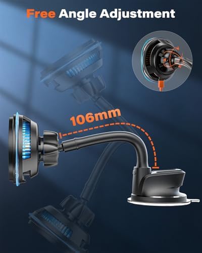 A2 C Qi2 15 W Mag Safe Car Mount Charger – Advanced Magnetic Phone Holder for i Phone 12-16, Fast Wireless Charging with Semiconductor Cooling, LED Status Indicator, Versatile Windshield/Dash Installation & PD Adapter Included – Optimal Convenience for On-the-Go Users