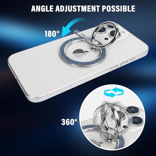 Glamorous Guppy Magnetic Phone Ring Holder – 360° Rotating Glitter Grip for i Phone 12-16 Pro Max – Stylish Mag Safe-Compatible Accessory for Enhanced One-Handed Control – Elevate Your Mobile Experience with Secure Stability and Chic Design