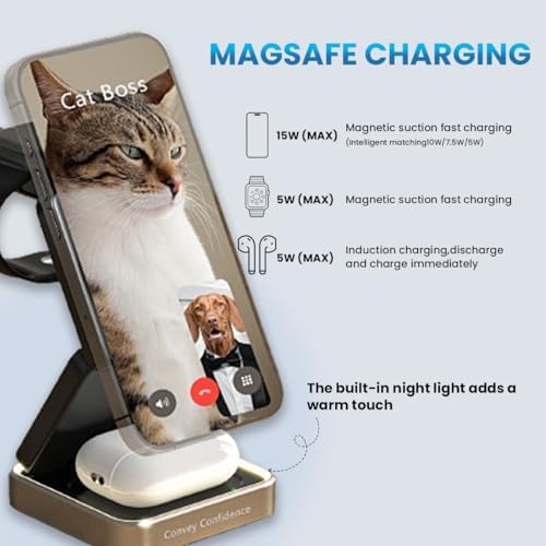 3-in-1 Wireless Charging Station for Apple Devices – High-Speed Charger Stand for i Phone 16/15/14/13/12, Apple Watch & Air Pods Pro/3/2 – Foldable Design for Ultimate Portability and Enhanced Compatibility