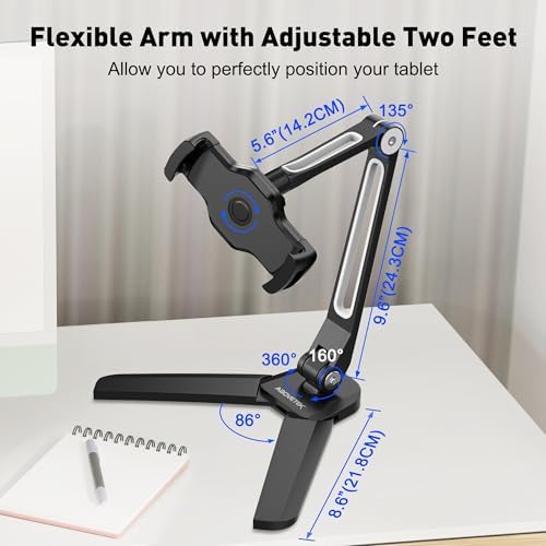 Revolutionize Your Kitchen Setup with Above TEK 3-in-1 Highflex 360° Adjustable i Pad Wall Mount – Universal Under Cabinet Tablet Holder for i Pads, Mini, Air & Surface Pro, Effortless Installation, Sleek Black Finish for Modern Functionality