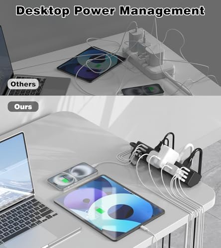 40 W High-Speed Desk Clamp Power Strip with 4 USB-C Ports & 8 AC Outlets – Efficient Surge Protector for Home Office – 14 AWG Heavy Duty Cord, Fits 1.9″ Tabletop Edges, 6 Ft Cable for Maximum Flexibility and Enhanced Device Compatibility