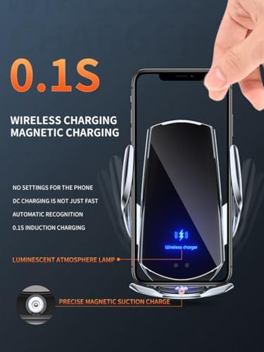15 W SIHENMY Wireless Car Charger & Auto-Clamping Phone Mount – Fast Charging for i Phone 14/13/12 Mini/Pro Max & Samsung Galaxy S23/S22/S21+ – Stylish Red Vehicle Accessory for Effortless One-Handed Operation & Enhanced Compatibility