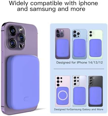 Magnetic 10,000 m Ah Fast Charging Power Bank for i Phone 15/14/13/12 – 20 W Wireless Portable Charger with USB-C Dual Ports & Cable – Effortless Magnetic Attachment for On-the-Go Power Efficiency