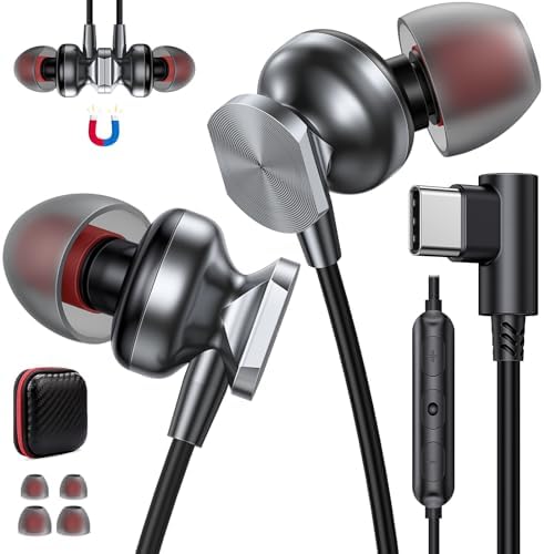 Discover Unmatched Clarity with Premium USB C Wired Earbuds – High-Fidelity Stereo Sound for Mac Book & i Pad Pro, Perfectly Designed for Samsung & Google Pixel Devices – In-Line Microphone for Crystal-Clear Calls & Innovative Magnetic Storage Solution – Ultimate Compatibility with i Phone 16 Pro Max & More