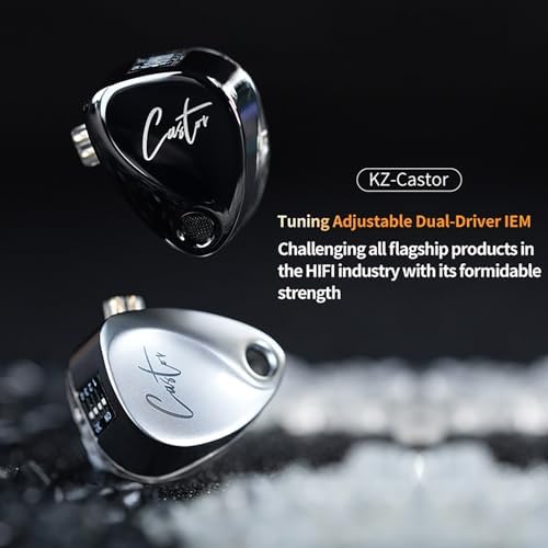 KZ Castor Dual-Dynamic Driver In-Ear Monitors – Customizable Noise-Isolating Earbuds for Audiophiles and Gamers with Ergonomic Design and Detachable 2 PIN-C Cable for Superior Sound Clarity and Comfort on the Go
