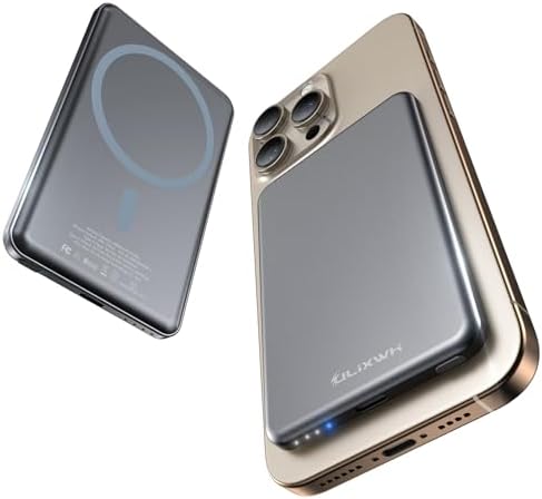 Ultra-Slim Magnetic Power Bank for i Phone – 5000 m Ah Fast Charging Wireless Charger, Lightweight Alloy Design, Sleek Aluminum Finish with Advanced Heat Management, Perfect for i Phone 16/15 Pro Max/14/13/12 – Stay Powered Anywhere, Anytime