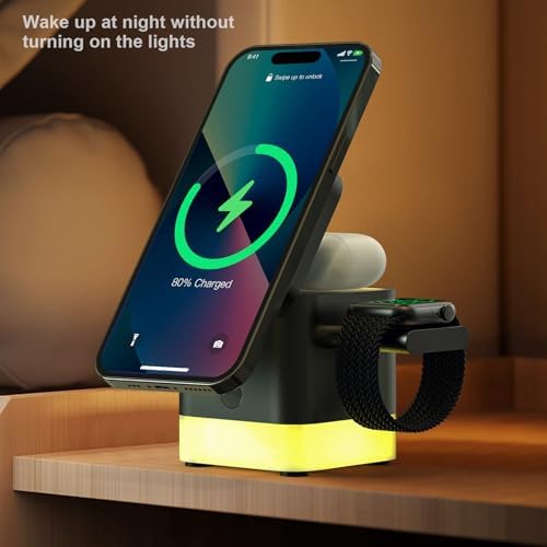 3-in-1 Fast Wireless Charging Station for Apple Devices – Efficiently Charge i Phone 15/14/13/12/16, Apple Watch & Air Pods Simultaneously – 15 W Magnetic Power, Sleek & Portable Design for Home & Travel – Ultimate Solution for Apple Enthusiasts