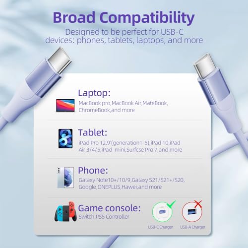 SGIN 3-Pack USB C Charger Cables – 6 FT Fast Charging Cables, 60 W Power Delivery for i Phone 15/15 Pro, Mac Book Pro, i Pad & Samsung Galaxy S23 – Durable, Flexible Design for Home, Office, and Travel Use, Enhanced Data Transfer & Compatibility