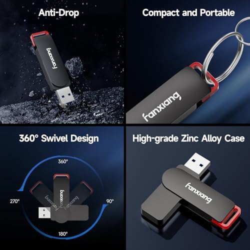 High-Speed 256 GB USB Flash Drive 2-Pack – Durable Metal Thumb Drives with USB 3.2 Technology for Quick Data Transfer and Reliable Storage, Perfect for Professionals and Students – Secure Your Files with Style