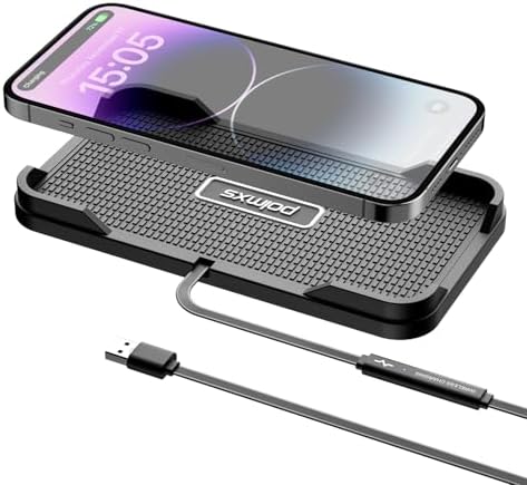 Polmxs 15 W Fast Wireless Car Charger Pad – Ultimate Compatibility for i Phone & Galaxy Devices, Sleek Non-Slip Design for Effortless Charging on the Go, Durable Cordless Charging Mat for Modern Lifestyles, Smart Temperature Control for Safe Power-Ups, Perfect for Clutter-Free Driving