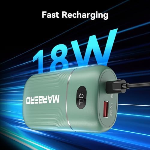 MARBERO Ultra-Lightweight 10,000 m Ah Fast Charging Power Bank – Compact USB-C Charger with 18 W Output for i Phone, i Pad, Samsung Galaxy & Google Devices – Essential Travel Companion with Advanced Safety Features for On-the-Go Power Management