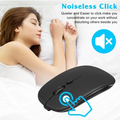 Urban X Midnight Black Bluetooth Rechargeable Mouse for 17″ Laptops – Ergonomic, Silent Click Design for Seamless Compatibility with PC, Mac, i Pad, Tablets & Android Devices – Ultimate Precision for Enhanced Productivity