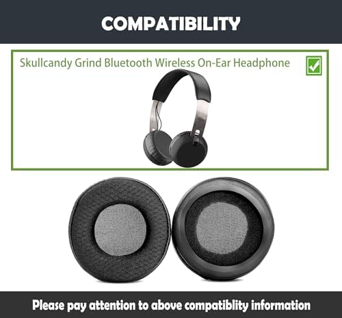 Upgrade Your Sound: Premium Memory Foam Earpads for Skullcandy Grind Bluetooth Headphones – Comfortable, Breathable Leather & Durable Fabric Cushions for Enhanced Audio Clarity and Longevity