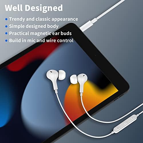 Magnetic USB C Earbuds for Samsung Galaxy S24 Ultra, S23 FE, S22, S21, A54, A53 & i Phone 16, 15 Pro Max – Noise Isolating Wired Headphones with Microphone and Volume Control for Enhanced Audio Experience – Perfect for Music Lovers and Professionals