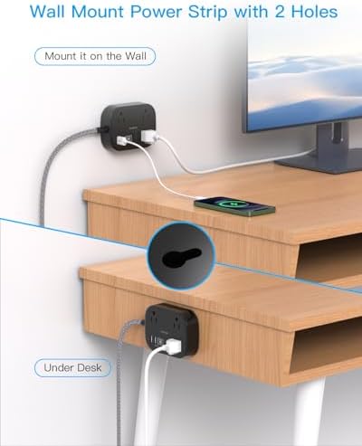 One Beat Cruise Essentials 2025 – Compact Power Strip with 3 AC Outlets and 4 USB Ports (2 USB-C), Ideal for Travel, Dorms, and Cruises – 3 ft Flat Plug Extension Cord, Non-Surge Protector, ETL Certified for Safety and Compatibility