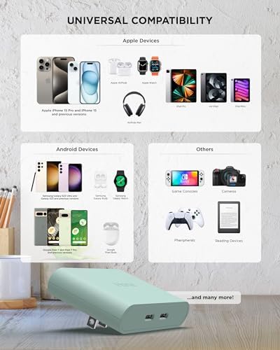 i Home 2-Port USB Wall Charger – Compact Dual Port AC Adapter for Rapid Device Charging – Flat Design for Travel & Home Use – Enhanced Compatibility with Smartphones & Tablets – Safe, High-Speed Charging Solution
