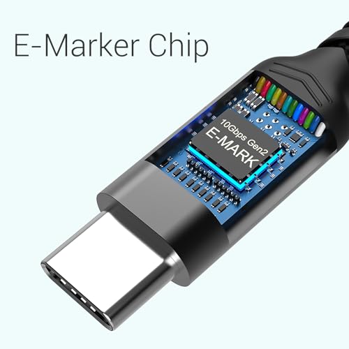 10 FT USB C 3.1 Gen 2 Cable – 2 Pack for High Speed 10 Gbps Data Transfer & 100 W Fast Charging, 4 K 60 Hz Video Output Compatible with Mac Book Pro, Galaxy S21, Thunderbolt 3 – Ultimate Connectivity Solution for Power Users