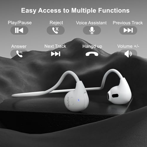 Open Ear True Wireless Bluetooth Headphones with Fast Charging – 8 Hours Playtime for Workouts, Music, and Meetings – Ergonomic Design for All-Day Comfort – Enhanced Compatibility for Seamless Connectivity – Perfect for Active Lifestyles in White