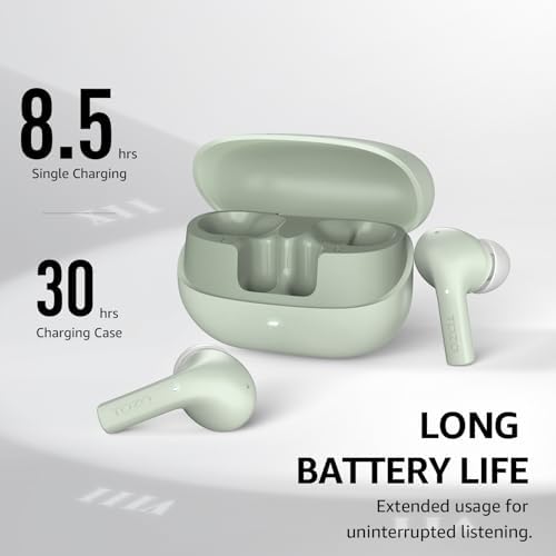 TOZO E2 Wireless Earbuds – Unmatched Sound Clarity with 32 Custom EQ Settings, Smart AI Noise Cancellation for Clear Calls, Enduring 30-Hour Battery Life, Next-Gen Bluetooth 5.3 for Rapid Connectivity, Comfort-Focused Ergonomic Design – Ideal for Music Enthusiasts and Professionals on the Move