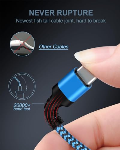 6 FT Samsung Fast Charging Cable (5 Pack) – Universal USB C to C Cord for i Phone 16 Series & Galaxy S25 Ultra – Durable Nylon Braided Design for Quick and Reliable Charging in Car and Home – Enhanced Compatibility with Pro, Max Models & More