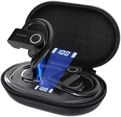 High-Performance Waterproof Bluetooth Earbuds with 82-Hour Battery Life, Ergonomic Earhooks & PU Leather Charging Case – Ideal Wireless Headphones for Gym, Running & Outdoor Activities with Hi-Fi Sound Quality and Built-in Mic for Seamless Connectivity