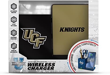 NCAA Unisex Fast Wireless Charging Stand & Desk Organizer – Stylish Multi-Device Charger for Sports Enthusiasts, Efficient Workspace Solution with Built-in Accessory Compartments