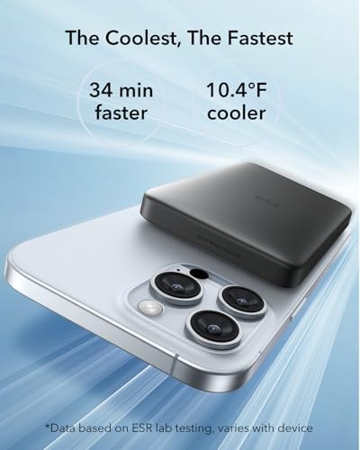Ultra-Compact ESR Mag Safe Power Bank – 5,000 m Ah Fast Charging Battery Pack with Qi2 Certification – Slim 0.55 in Design for i Phone 16/15/14/13/12 – 15 W Wireless & 20 W USB-C Charger with Cable – Essential Travel Accessory for On-the-Go Power