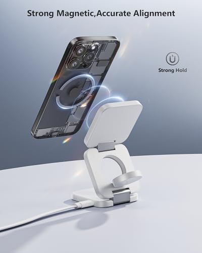 Antank 3-in-1 Magnetic Wireless Charging Station for Apple Devices – Compact Foldable Charger for i Phone 16/15/14/13/12, Air Pods Pro/2/3, and Apple Watch Series Ultra/SE/9/8/7/6/5/4/3/2/1 – Fast Charging, Enhanced Compatibility, Ideal for Travel and Home Use