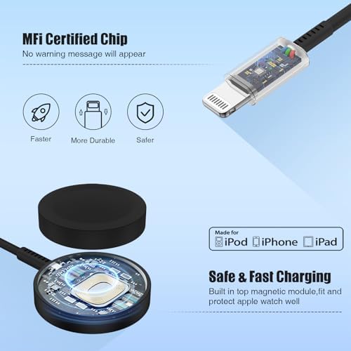Revolutionary 2-in-1 USB C Magnetic Charger for Apple Devices – MFi Certified 20 W Fast Charge Cable with 6-ft Flexibility for Ultimate Convenience – Perfect Compatibility with Apple Watch Series 8/7/SE/6/5/4/3/2/1 and i Phone 14/13/12/11/XS – Your Premium Solution for Rapid Power Delivery on the Go