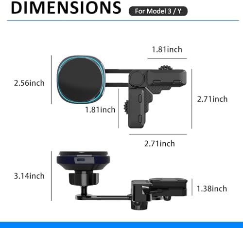 CLOUDMALL Premium Wireless Charging Mount for Tesla Model 3 & Y – 15 W Fast Charger with Cooling Fan & Adjustable Magnetic Holder for i Phone 12-15 Series – Ultimate Convenience for On-the-Road Power and Navigation