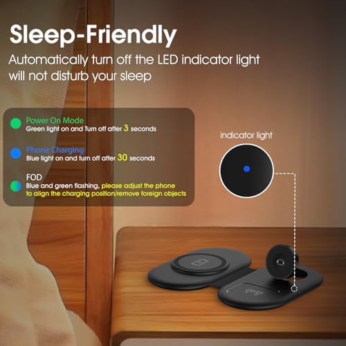 Revolutionary 3 in 1 Foldable Wireless Charger for Apple Devices – Portable Magnetic Charging Station for i Phone 12/13/14/15/16, Apple Watch Series 2-9/Ultra, and Air Pods Pro – Ultimate Travel Convenience with Fast Charging and Built-In Safety Features – Perfect for Home and On-the-Go Usage